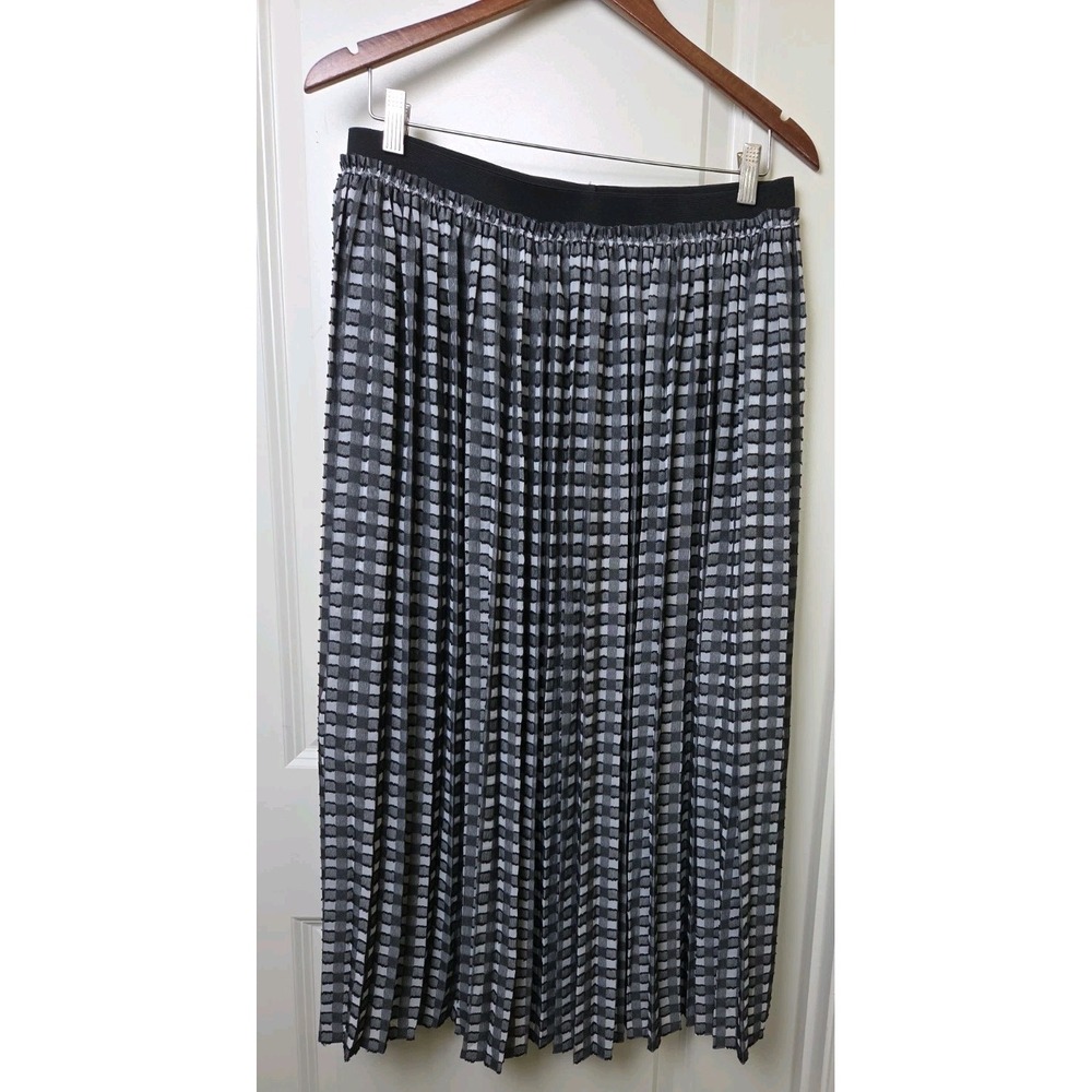 Ted Baker London Coliin Pleated Skirt Black White Plaid Check Size 4 Pull On - Picture 2 of 9